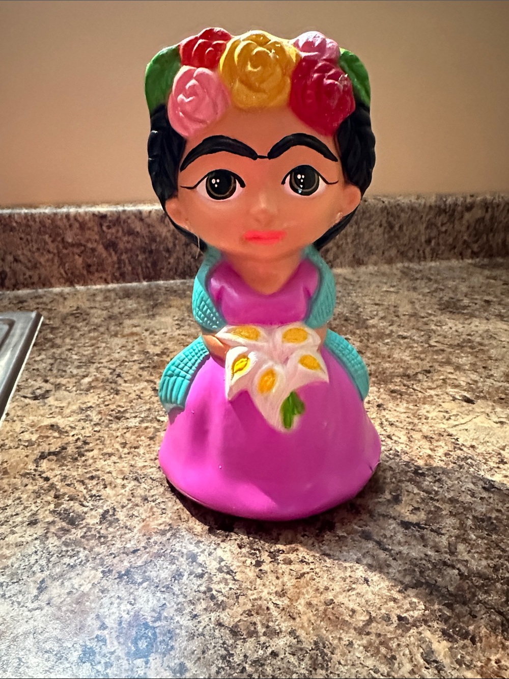 Frida-Inspired Pink Floral piggy bank
